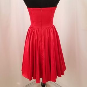 Red, Full Skirt, Strapless Dress